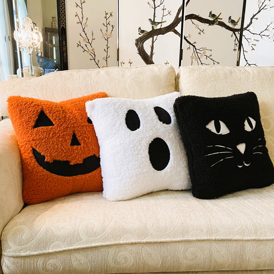 Halloween Pillow Set - Pumpkin, Ghost, & Black Cat