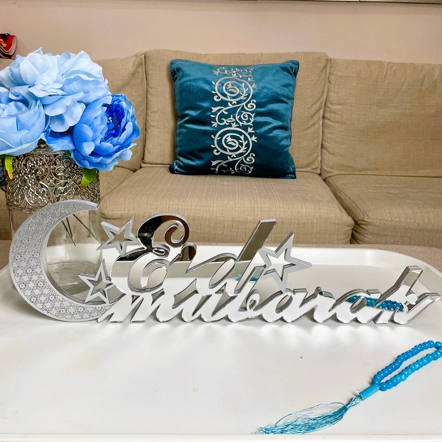 Eid Mubarak Table Accent - Silver